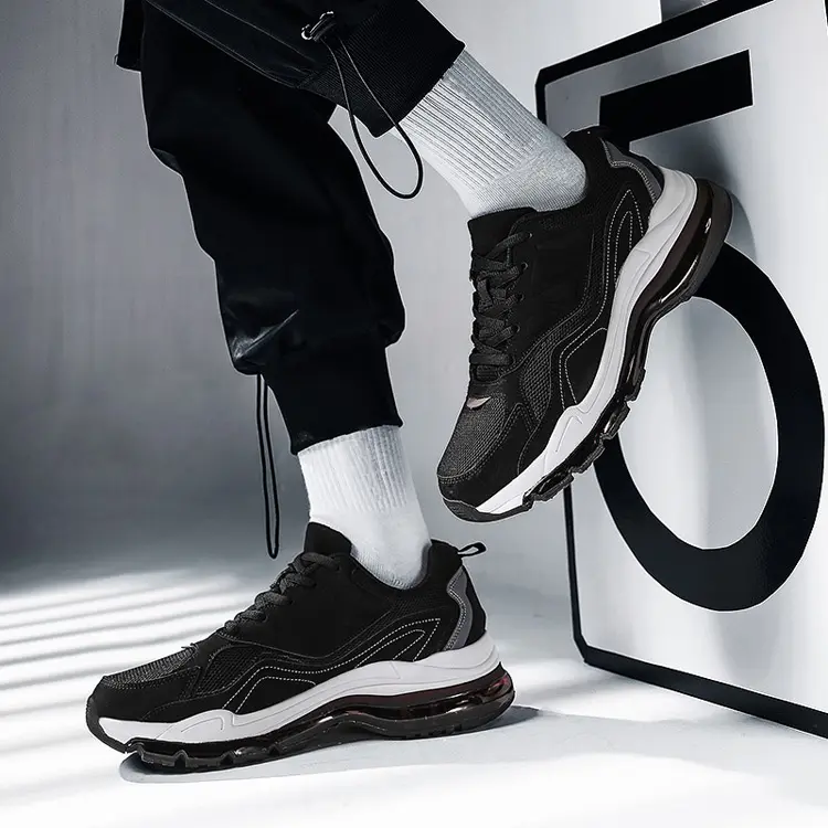 Fashion Style OEM ODM Service Comfortable Men Boy Sneaker Anti Slip Outsole Air Cushion Running Shoes