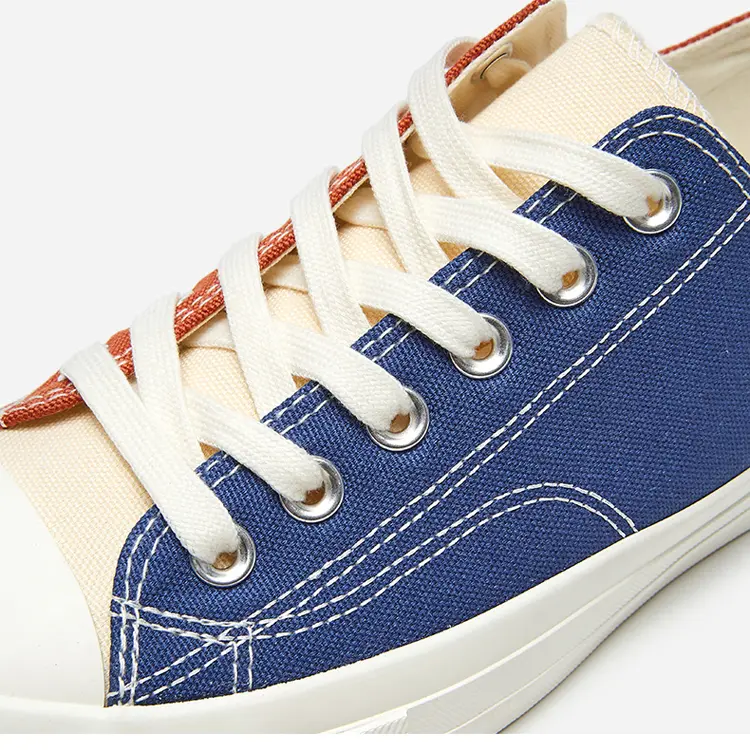 Cheap Fashion Casual Flat Sneaker Two-Color Stitching Unique Design Unisex Wholesale Canvas Shoes