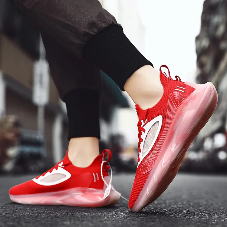 Fujian Supplier Custom Brand Logo TPU Outsole Anti Slip Fly Knit Upper Breathable Running Shoes For Man